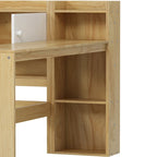 Lit d'angle en bois avec rangement, méridienne multifonctionnelle en forme de L avec bureau