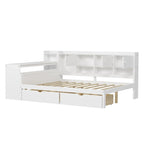 Lit d'angle en bois avec rangement, méridienne multifonctionnelle en forme de L avec bureau