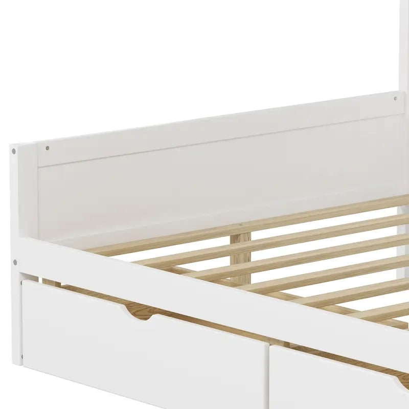 Lit d'angle en bois avec rangement, méridienne multifonctionnelle en forme de L avec bureau