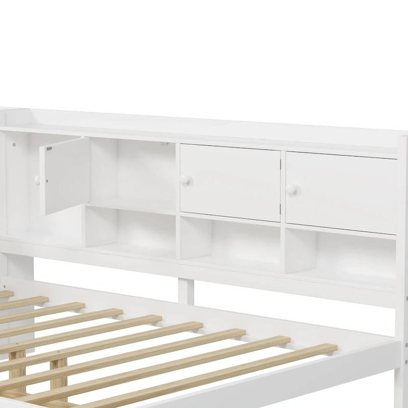 Lit d'angle en bois avec rangement, méridienne multifonctionnelle en forme de L avec bureau