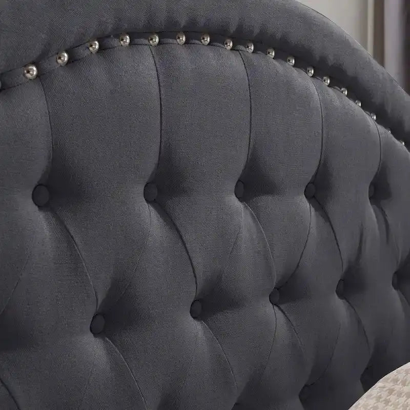 Cadre de lit plateforme capitonné à boutons, lit rembourré de taille king