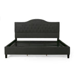 Cadre de lit plateforme capitonné à boutons, lit rembourré de taille king