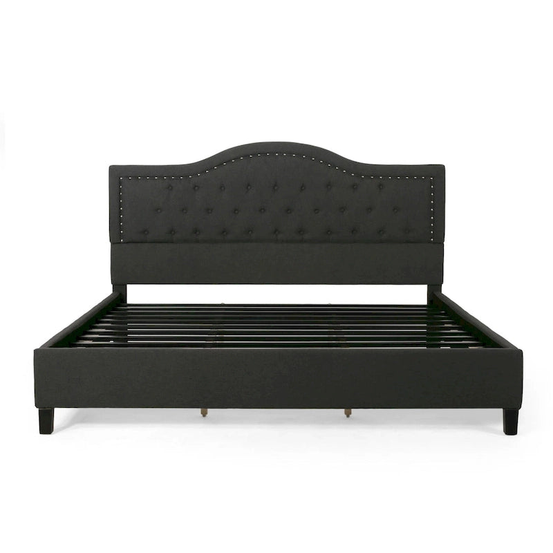 Cadre de lit plateforme capitonné à boutons, lit rembourré de taille king