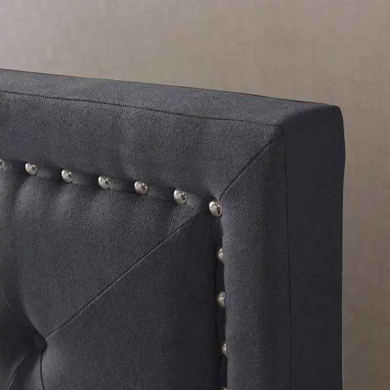 Cadre de lit plateforme capitonné à boutons, lit rembourré de taille king