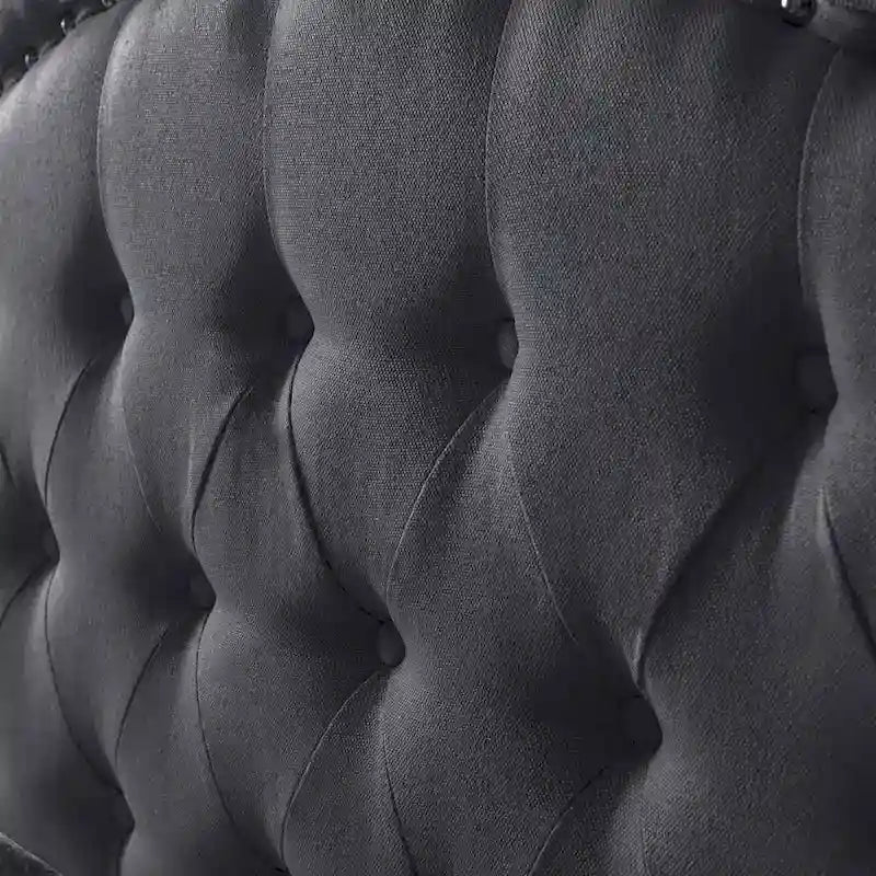 Cadre de lit plateforme capitonné à boutons, lit rembourré de taille king