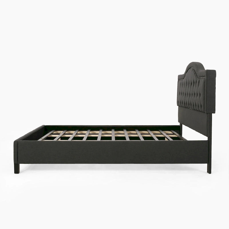 Cadre de lit plateforme capitonné à boutons, lit rembourré de taille king