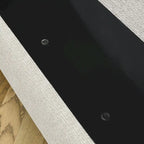 Banc de rangement ovale rembourré avec grand espace de rangement, repose-pieds en lin pour chambre ou salon