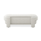 Banc de rangement ovale rembourré avec grand espace de rangement, repose-pieds en lin pour chambre ou salon