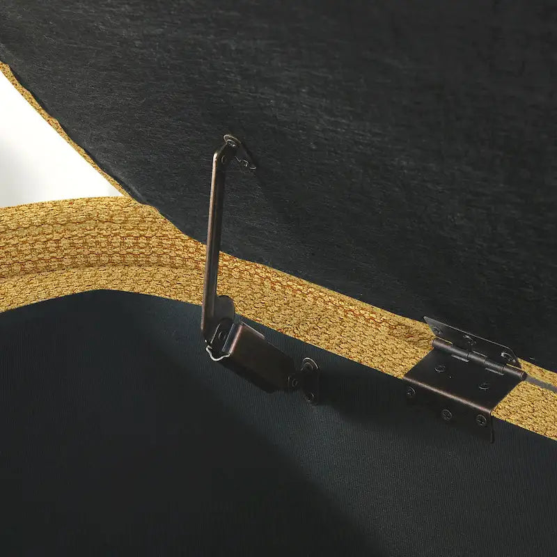 Banc de rangement ovale rembourré avec grand espace de rangement, repose-pieds en lin pour chambre ou salon