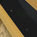 Banc de rangement ovale rembourré avec grand espace de rangement, repose-pieds en lin pour chambre ou salon