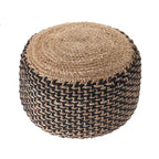 Pouf ottoman rond tressé marron et noir, 18 pouces