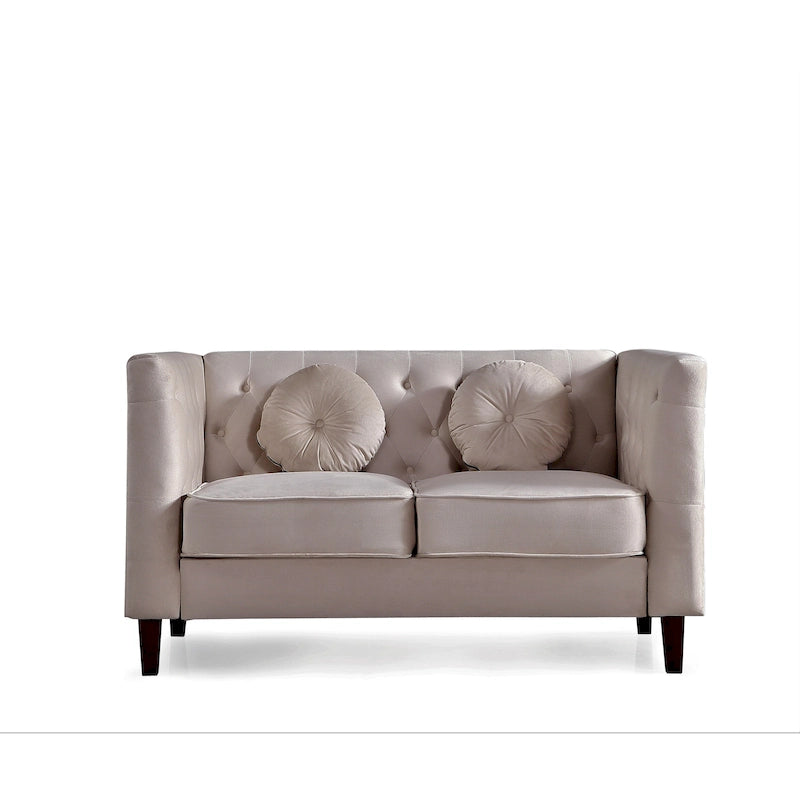 Canapé Chesterfield classique en velours avec pieds en bois, US PRIDE FURNITURE