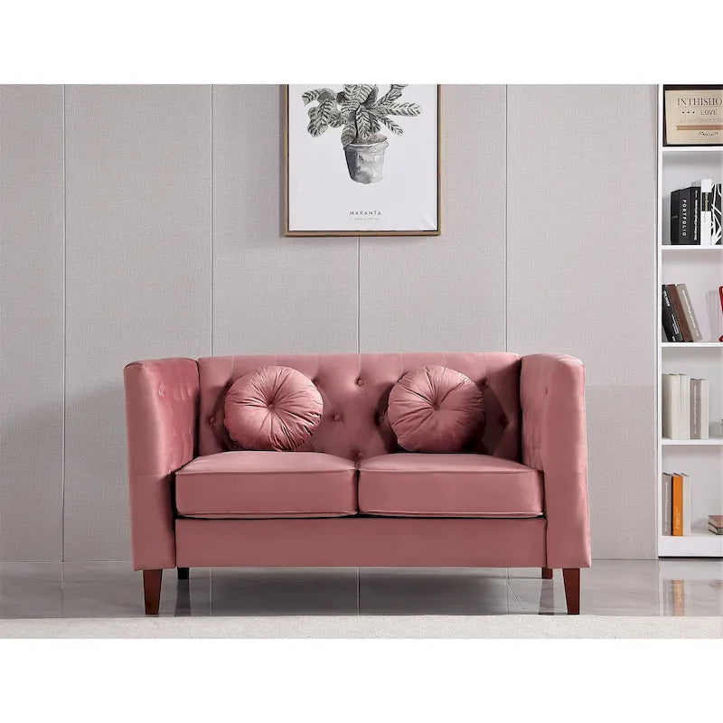 Canapé Chesterfield classique en velours avec pieds en bois, US PRIDE FURNITURE