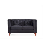 US PRIDE FURNITURE Velvet Classic Chesterfield Loveseat with Wood legs