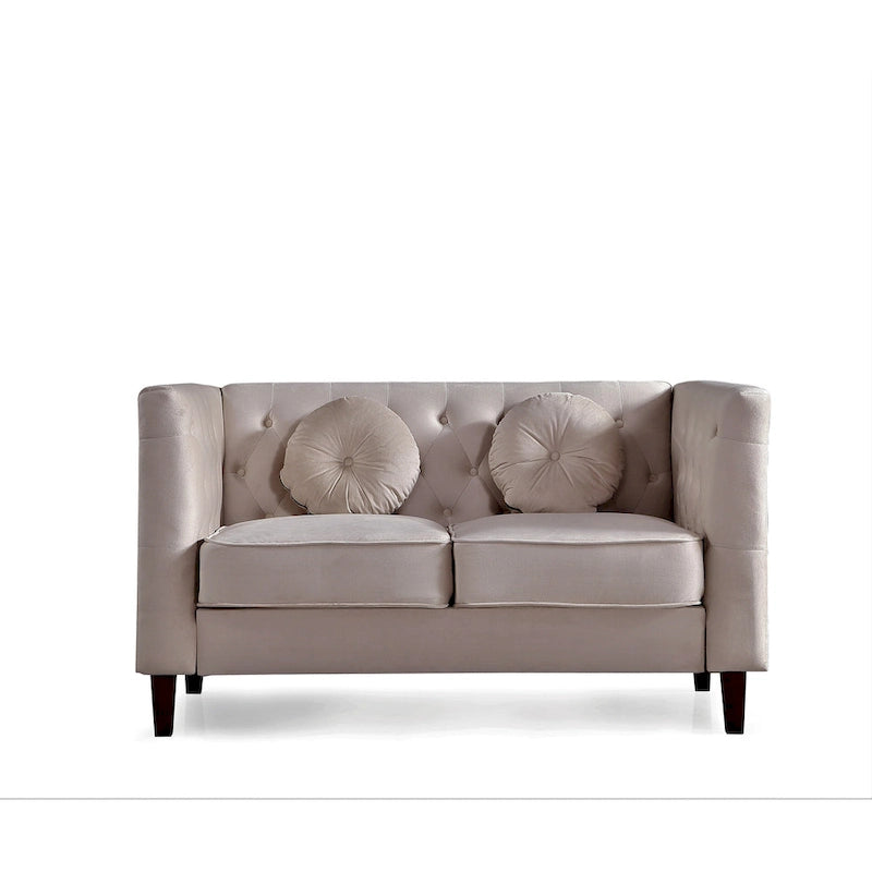 Canapé Chesterfield classique en velours avec pieds en bois, US PRIDE FURNITURE