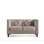 Canapé Chesterfield classique en velours avec pieds en bois, US PRIDE FURNITURE