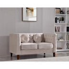 Canapé Chesterfield classique en velours avec pieds en bois, US PRIDE FURNITURE