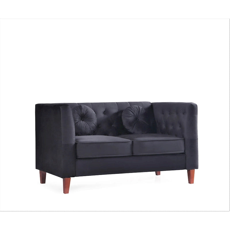 Canapé Chesterfield classique en velours avec pieds en bois, US PRIDE FURNITURE