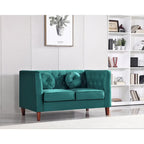 Canapé Chesterfield classique en velours avec pieds en bois, US PRIDE FURNITURE