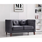 Canapé Chesterfield classique en velours avec pieds en bois, US PRIDE FURNITURE