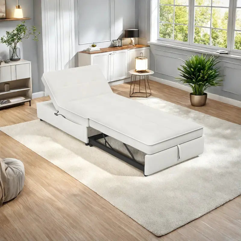 Canapé-lit 3 places 4 en 1 en lin de 72,5 pouces avec dossier réglable sur 5 positions et poche de rangement