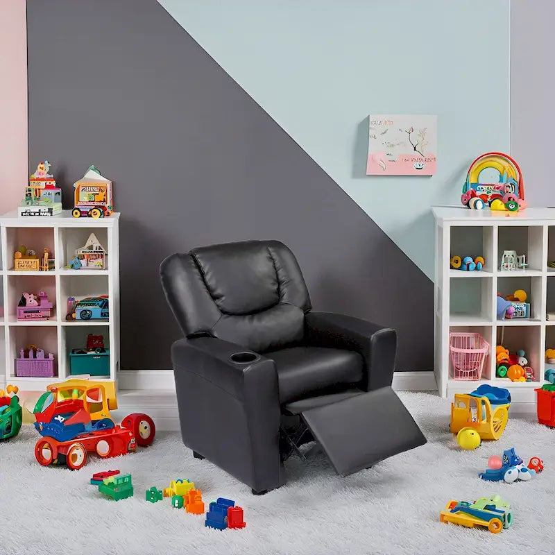 Fauteuil inclinable pour enfants avec repose-pieds et porte-gobelets