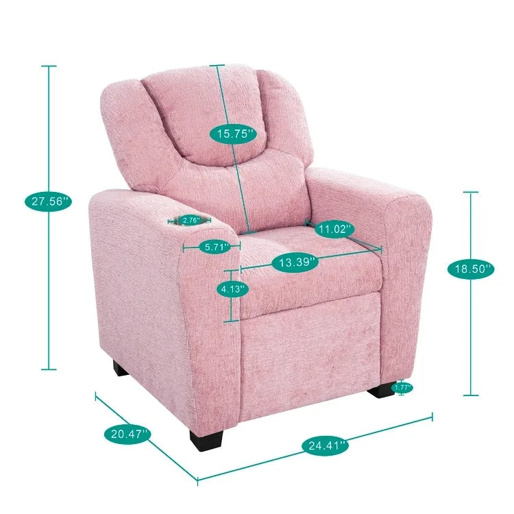Fauteuil inclinable pour enfants avec repose-pieds et porte-gobelets