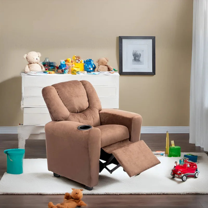 Fauteuil inclinable pour enfants avec repose-pieds et porte-gobelets