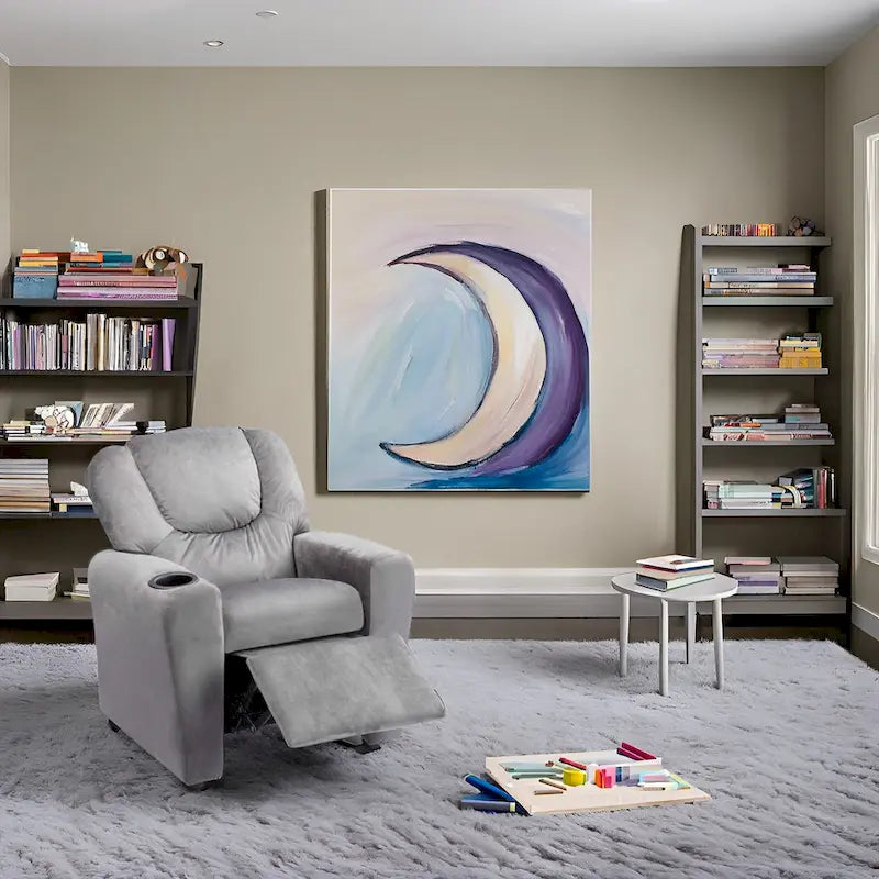 Fauteuil inclinable pour enfants avec repose-pieds et porte-gobelets