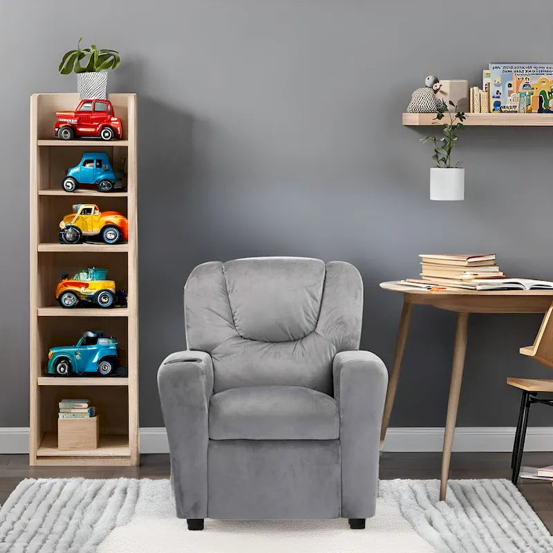 Fauteuil inclinable pour enfants avec repose-pieds et porte-gobelets