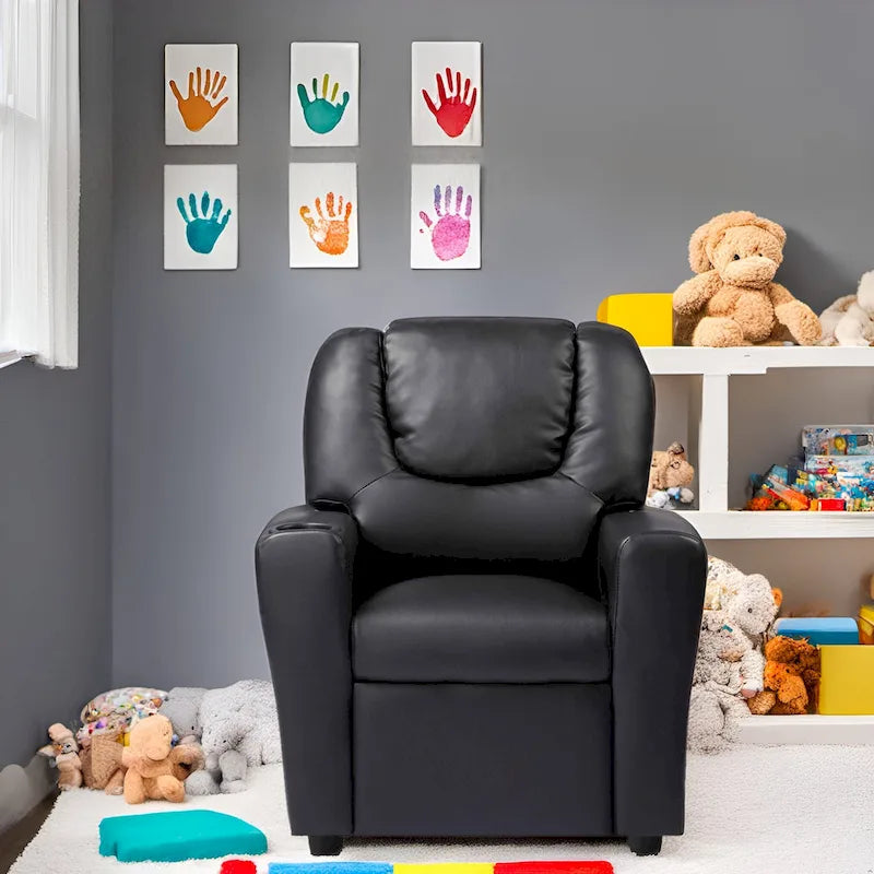 Fauteuil inclinable pour enfants avec repose-pieds et porte-gobelets