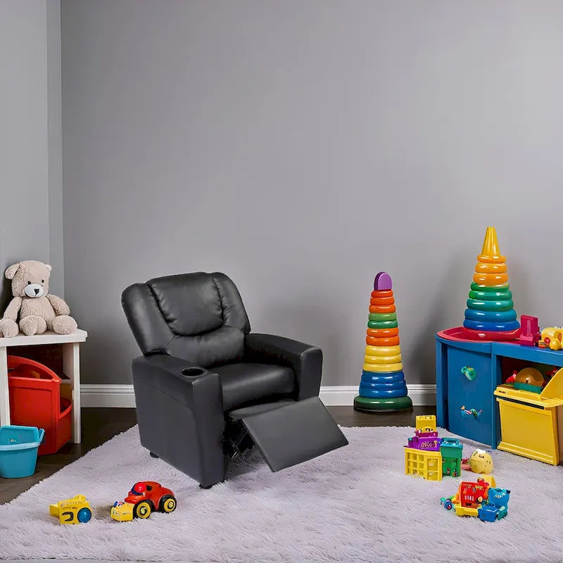 Fauteuil inclinable pour enfants avec repose-pieds et porte-gobelets