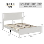 Lit plateforme LED Queen Size avec tête de lit en bois et station de recharge