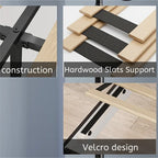 Lit plateforme LED Queen Size avec tête de lit en bois et station de recharge