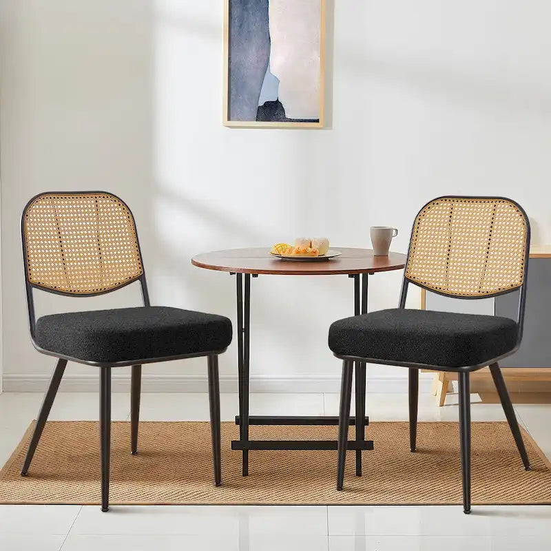 Ensemble de 2 chaises de salle à manger rembourrées en rotin - 33,86 cm (H) x 18,9 cm (L) x 22,83 cm (P)