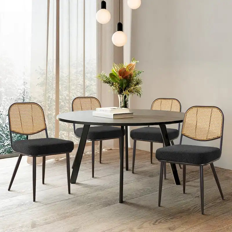 Ensemble de 2 chaises de salle à manger rembourrées en rotin - 33,86 cm (H) x 18,9 cm (L) x 22,83 cm (P)