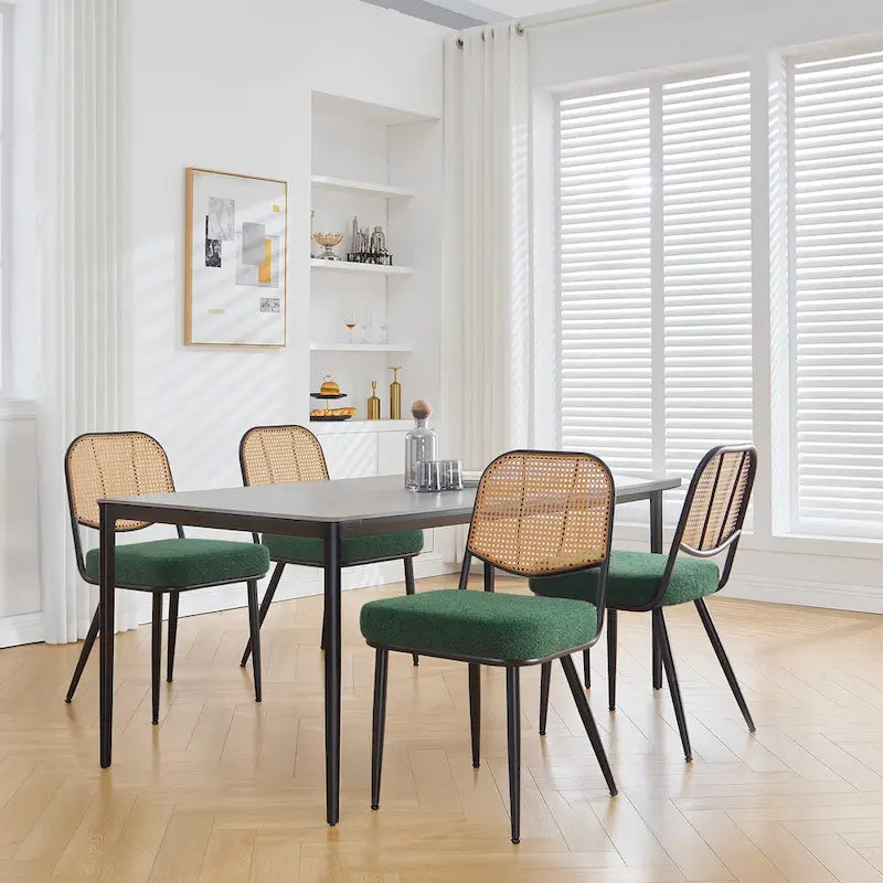 Ensemble de 2 chaises de salle à manger rembourrées en rotin - 33,86 cm (H) x 18,9 cm (L) x 22,83 cm (P)