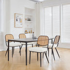 Ensemble de 2 chaises de salle à manger rembourrées en rotin - 33,86 cm (H) x 18,9 cm (L) x 22,83 cm (P)