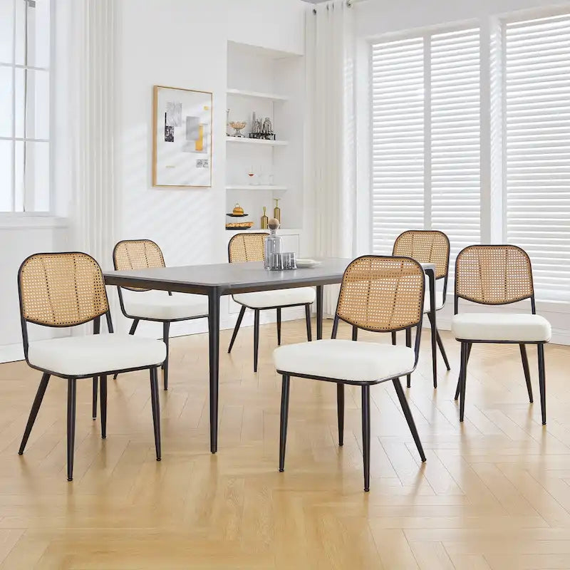 Ensemble de 2 chaises de salle à manger rembourrées en rotin - 33,86 cm (H) x 18,9 cm (L) x 22,83 cm (P)