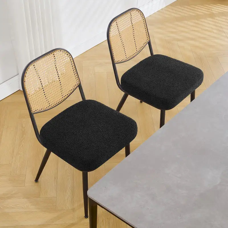 Ensemble de 2 chaises de salle à manger rembourrées en rotin - 33,86 cm (H) x 18,9 cm (L) x 22,83 cm (P)
