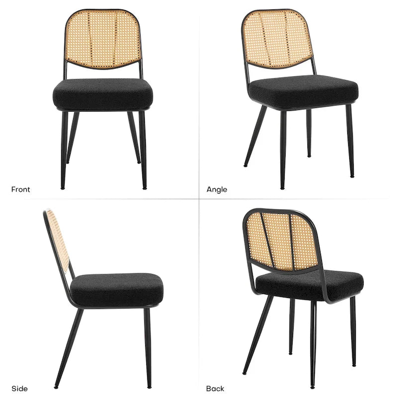 Ensemble de 2 chaises de salle à manger rembourrées en rotin - 33,86 cm (H) x 18,9 cm (L) x 22,83 cm (P)