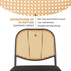 Ensemble de 2 chaises de salle à manger rembourrées en rotin - 33,86 cm (H) x 18,9 cm (L) x 22,83 cm (P)