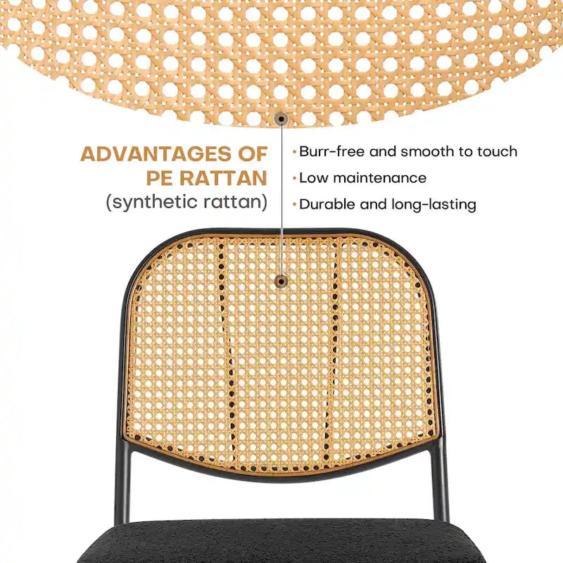 Ensemble de 2 chaises de salle à manger rembourrées en rotin - 33,86 cm (H) x 18,9 cm (L) x 22,83 cm (P)