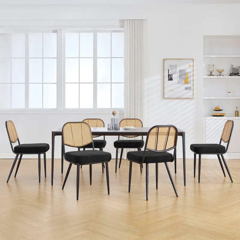 Ensemble de 2 chaises de salle à manger rembourrées en rotin - 33,86 cm (H) x 18,9 cm (L) x 22,83 cm (P)