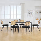 Ensemble de 2 chaises de salle à manger rembourrées en rotin - 33,86 cm (H) x 18,9 cm (L) x 22,83 cm (P)