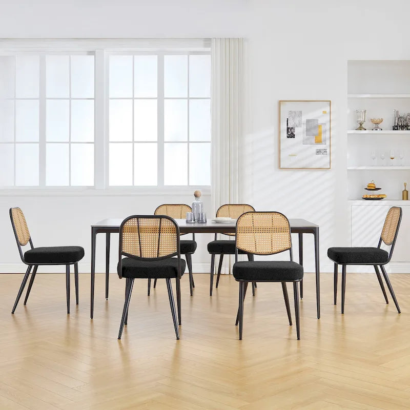 Ensemble de 2 chaises de salle à manger rembourrées en rotin - 33,86 cm (H) x 18,9 cm (L) x 22,83 cm (P)