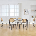 Ensemble de 2 chaises de salle à manger rembourrées en rotin - 33,86 cm (H) x 18,9 cm (L) x 22,83 cm (P)