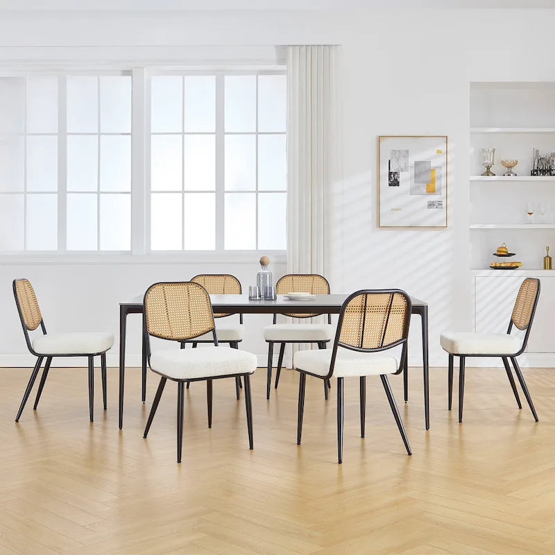 Ensemble de 2 chaises de salle à manger rembourrées en rotin - 33,86 cm (H) x 18,9 cm (L) x 22,83 cm (P)