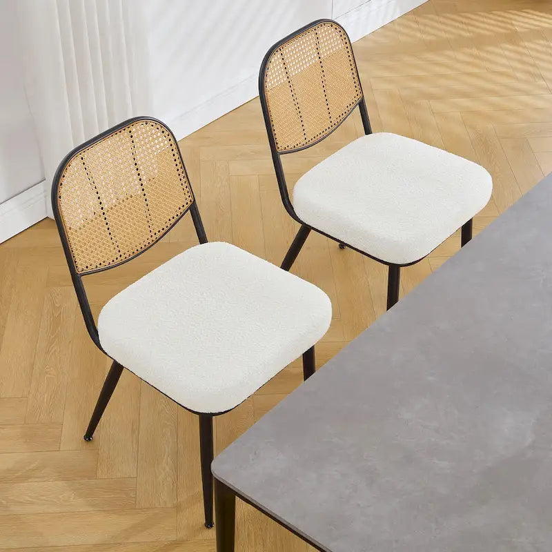 Ensemble de 2 chaises de salle à manger rembourrées en rotin - 33,86 cm (H) x 18,9 cm (L) x 22,83 cm (P)