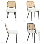 Ensemble de 2 chaises de salle à manger rembourrées en rotin - 33,86 cm (H) x 18,9 cm (L) x 22,83 cm (P)